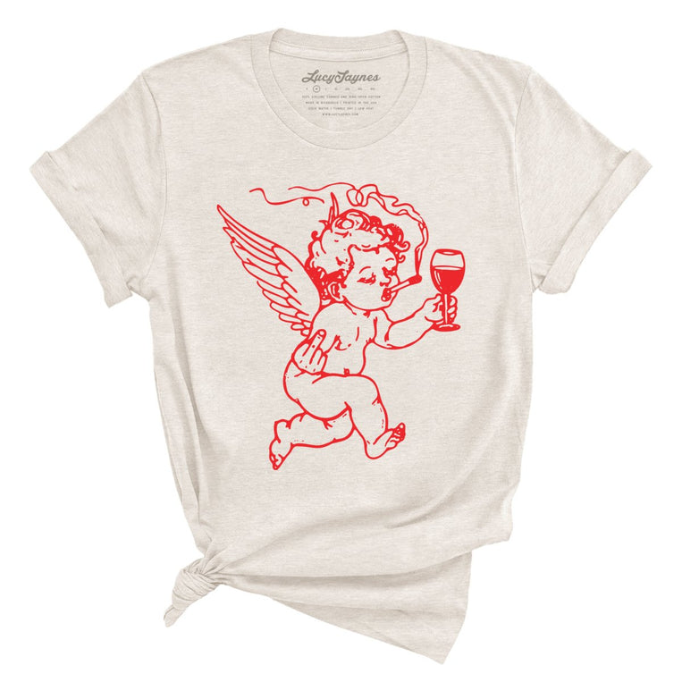Cupid Don't Care Graphic Tee - Heather Dust