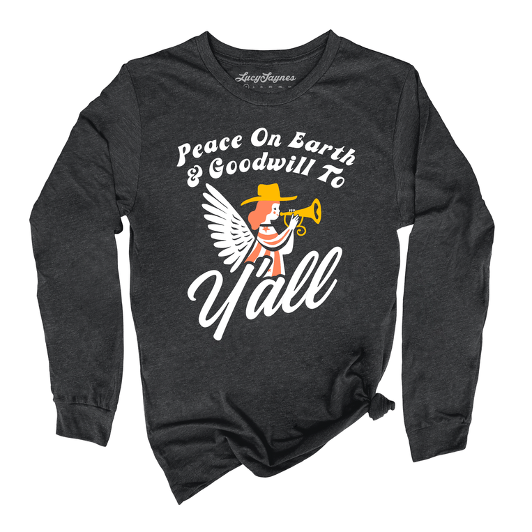 Goodwill To Y'all Graphic Long Sleeve Tee - Dark Grey Heather