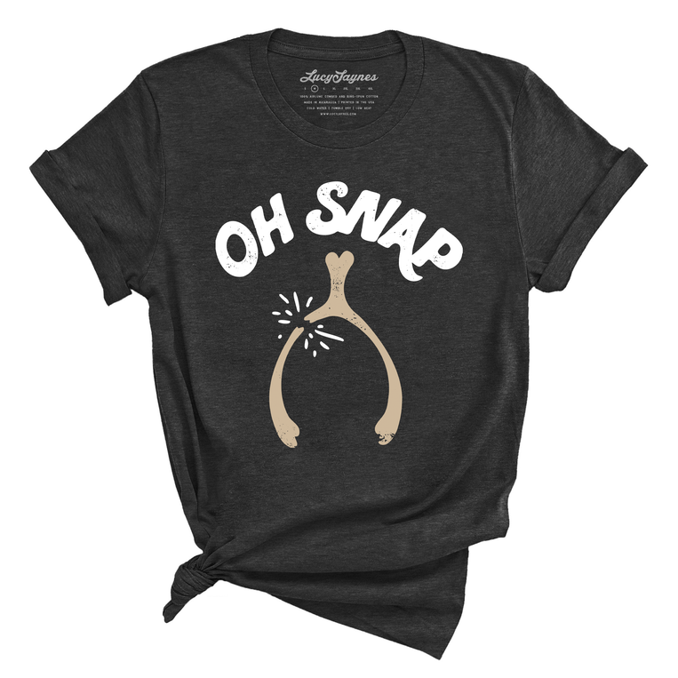 Oh Snap Wishbone Graphic Tee - Dark Grey Heather