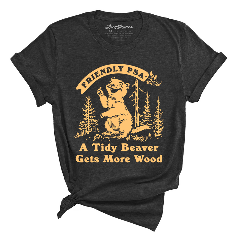 A Tidy Beaver Gets More Wood Graphic Tee - Dark Grey Heather