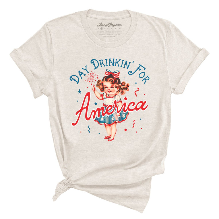Day Drinkin' For America Graphic Tee - Heather Dust