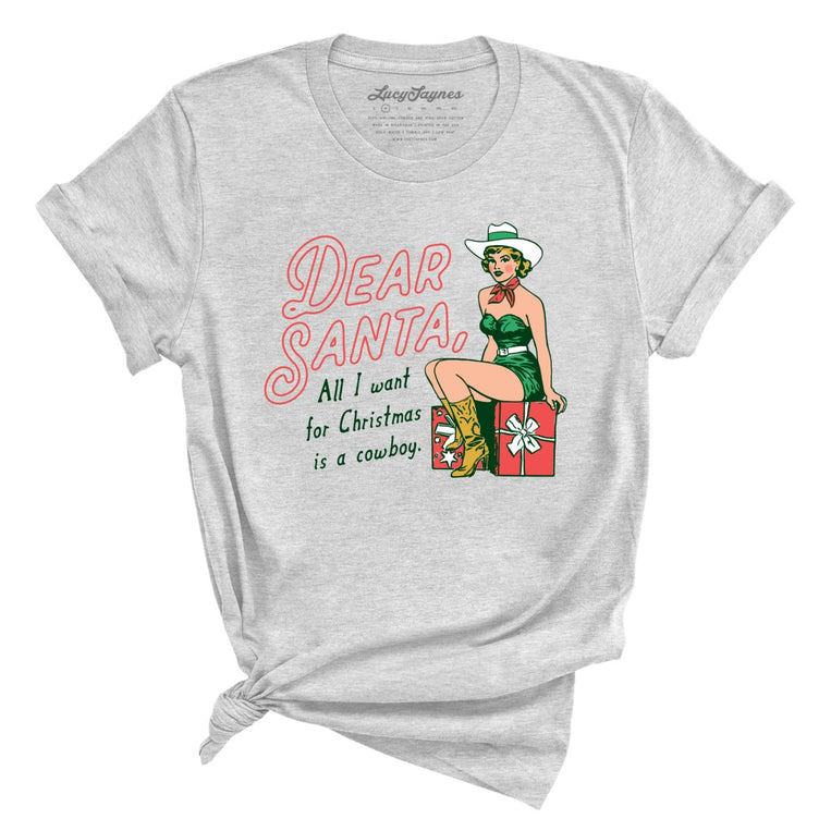 Dear Santa Cowboy Graphic Tee - Athletic Heather
