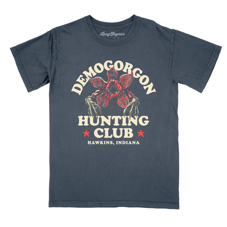 Demogorgon Hunting Club Comfort Colors Graphic Tee - Denim
