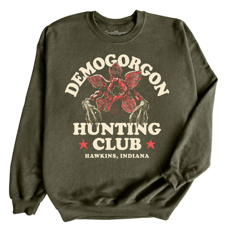 Demogorgon Hunting Club Graphic Sweatshirt - Military Green