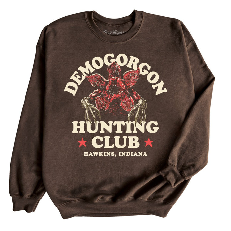 Demogorgon Hunting Club Graphic Sweatshirt - Dark Chocolate