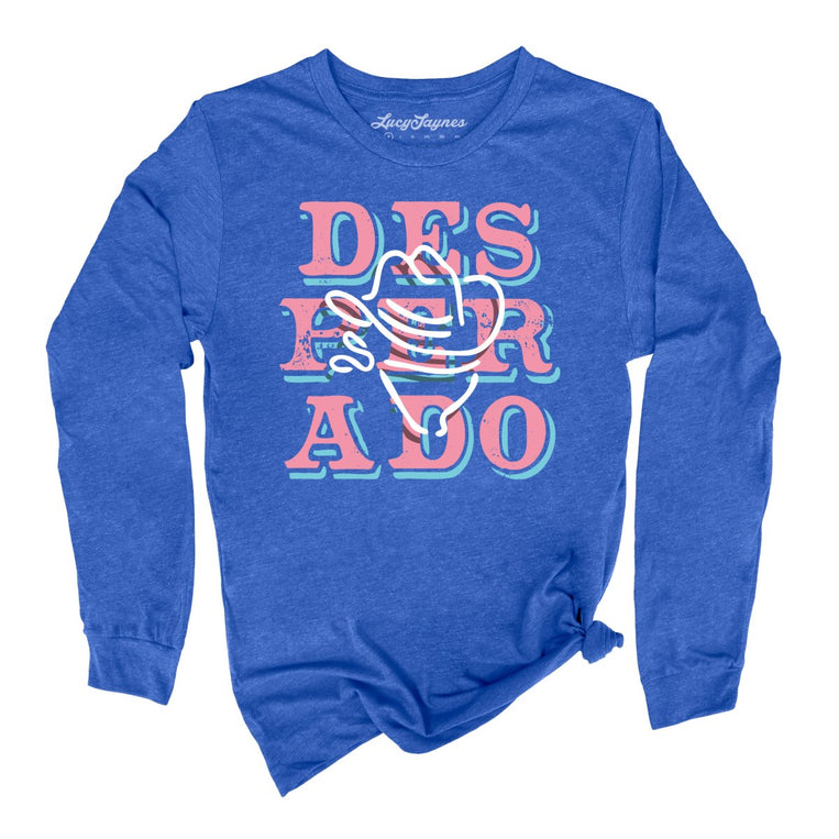 Desperado Graphic Long Sleeve Tee - Heather True Royal