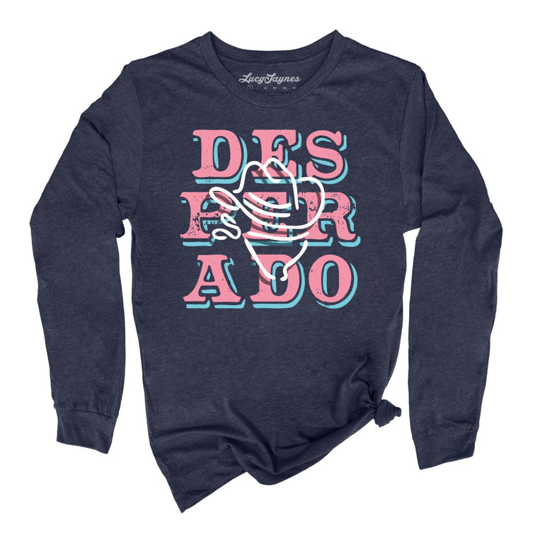 Desperado Graphic Long Sleeve Tee - Heather Navy