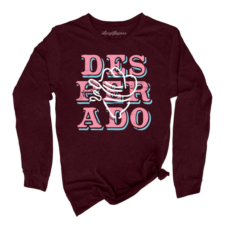 Desperado Graphic Long Sleeve Tee - Heather Cardinal