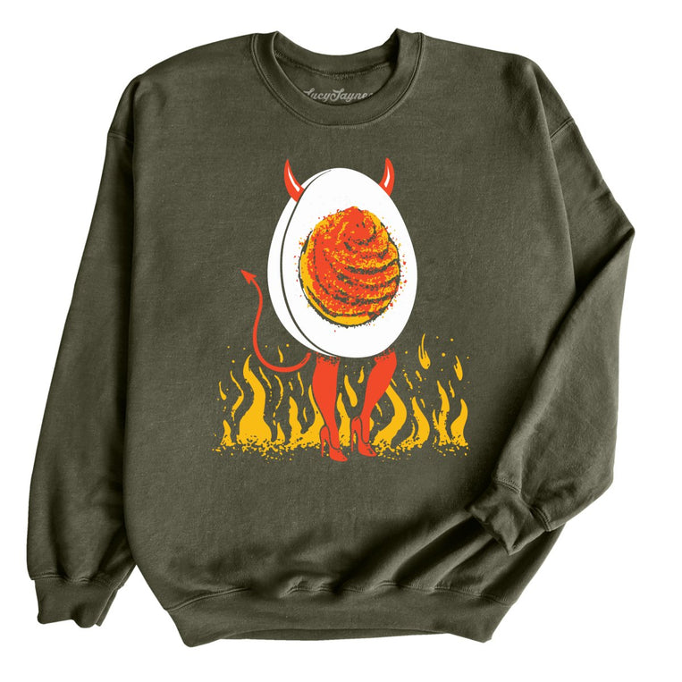 Deviled Egg Graphic Sweatshirt - Military Green