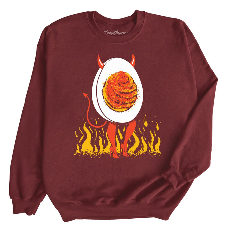 Deviled Egg Graphic Sweatshirt - Maroon