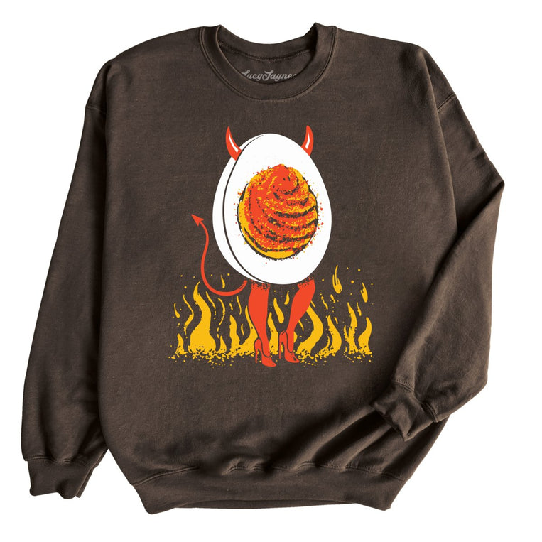 Deviled Egg Graphic Sweatshirt - Dark Chocolate