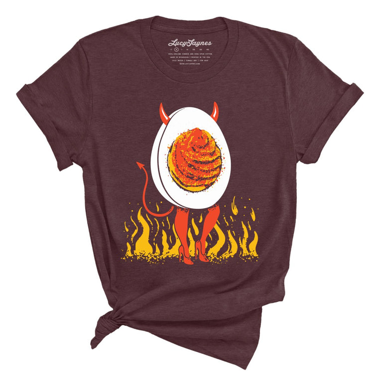 Deviled Egg Graphic Tee - Heather Maroon