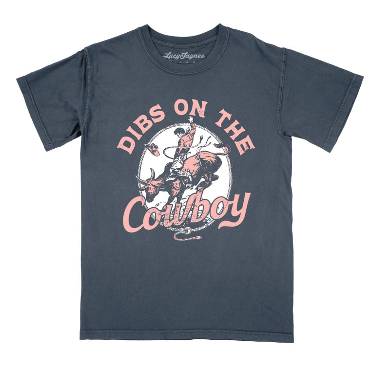 Dibs On The Cowboy Comfort Colors Graphic Tee - Denim