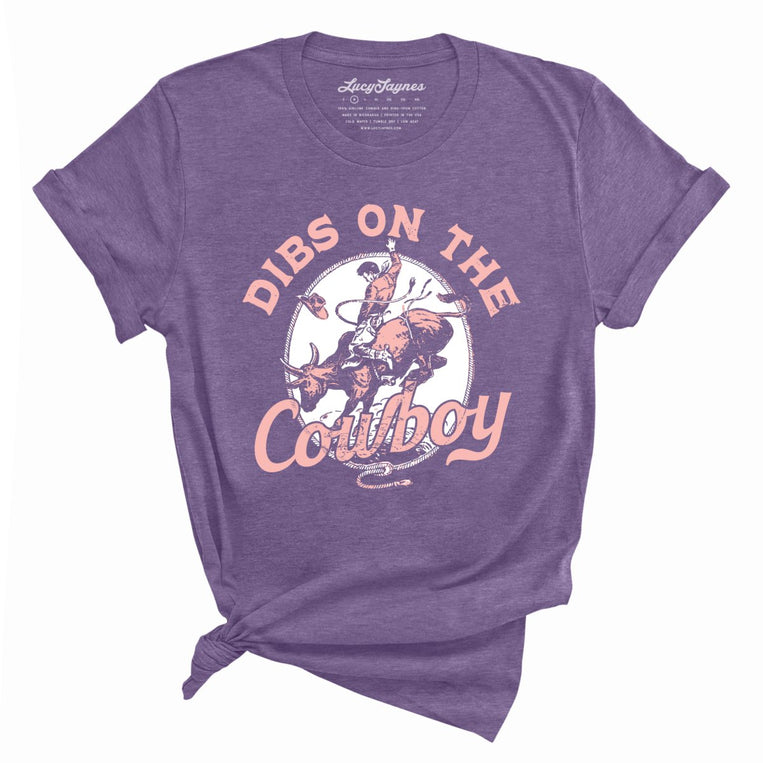 Dibs On The Cowboy Graphic Tee - Heather Team Purple