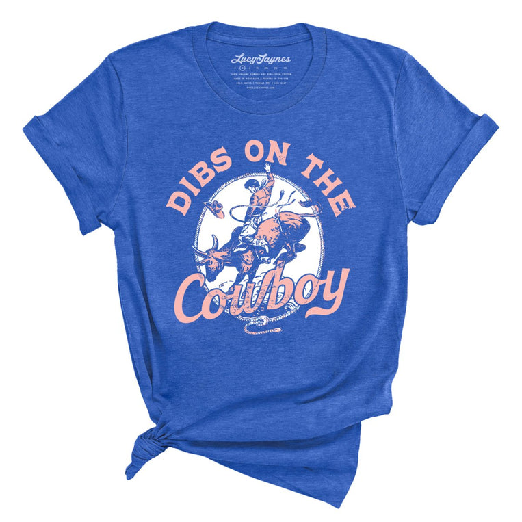 Dibs On The Cowboy Graphic Tee - Heather True Royal