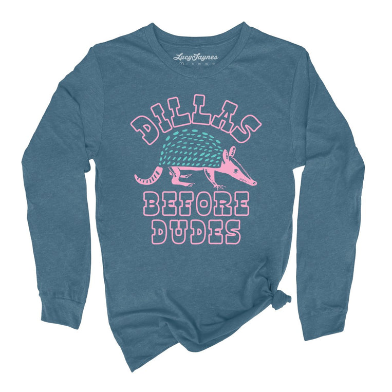 Dillas Before Dudes Graphic Long Sleeve Tee - Heather Deep Teal