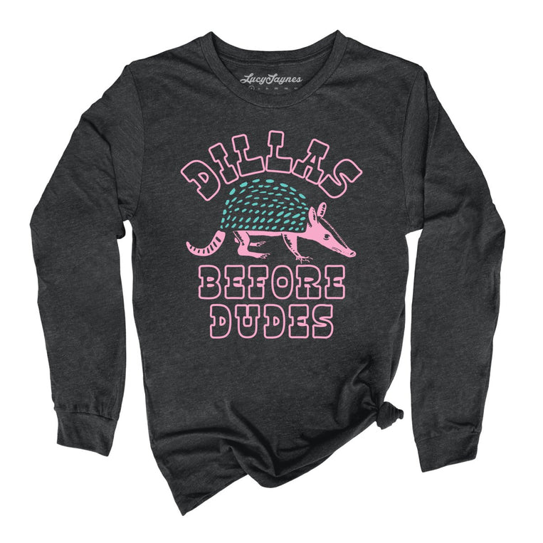 Dillas Before Dudes Graphic Long Sleeve Tee - Dark Grey Heather