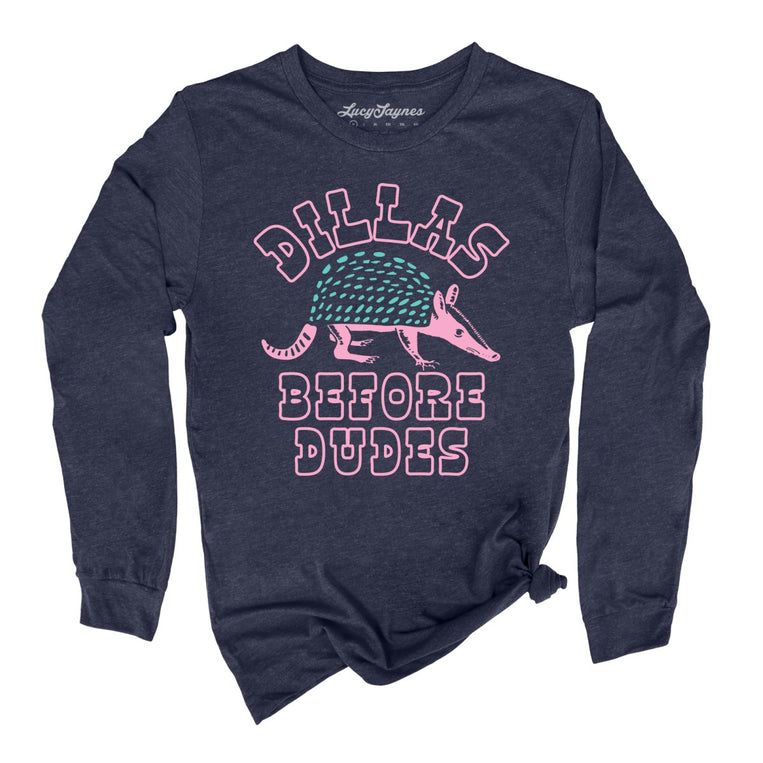 Dillas Before Dudes Graphic Long Sleeve Tee - Heather Navy