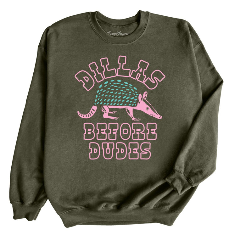 Dillas Before Dudes Graphic Sweatshirt - Military Green