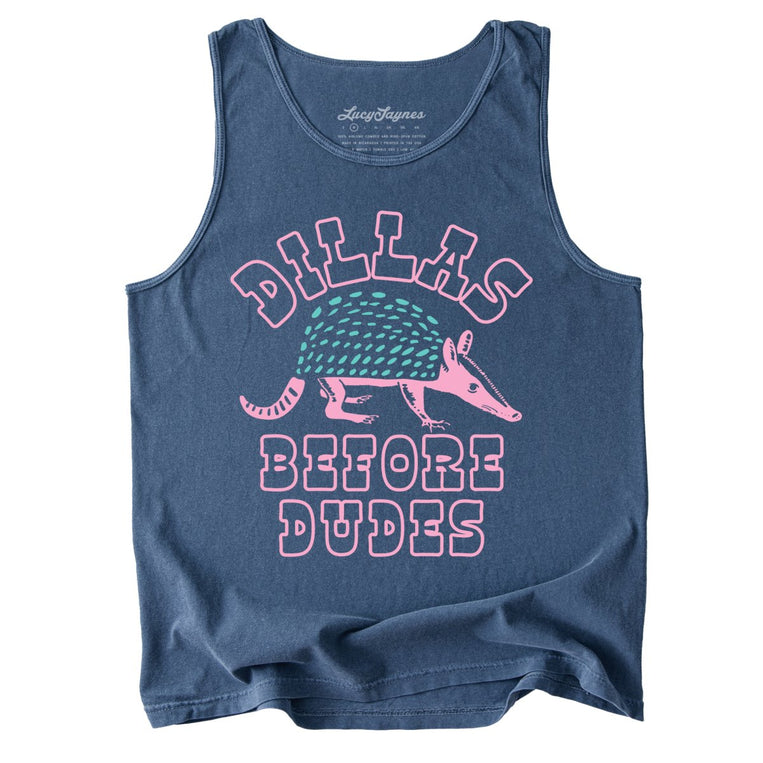 Dillas Before Dudes Comfort Colors Graphic Tank Top - Denim