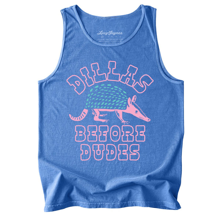 Dillas Before Dudes Comfort Colors Graphic Tank Top - Flo Blue