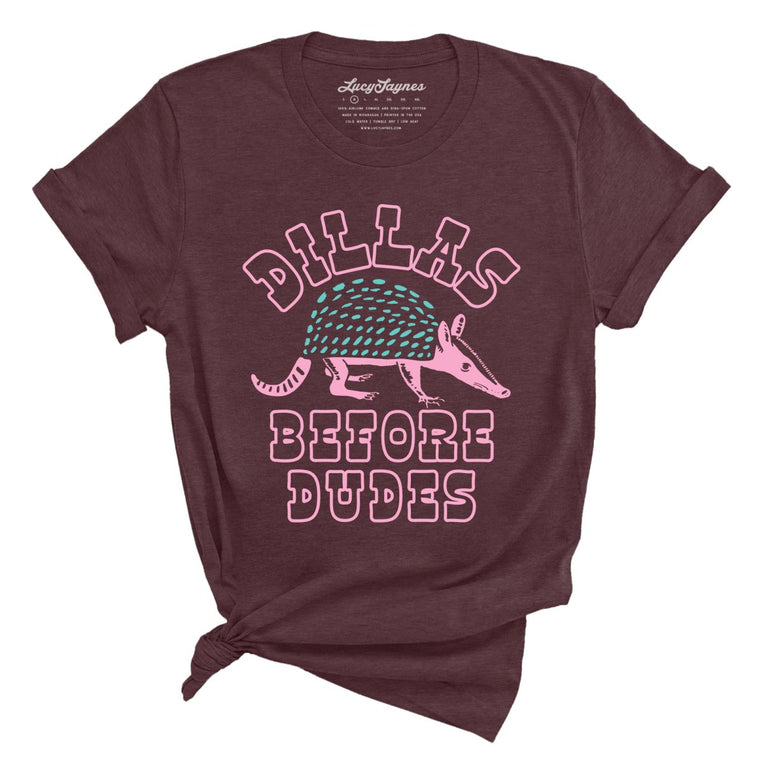 Dillas Before Dudes Graphic Tee - Heather Maroon