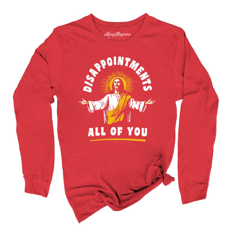 Disappointments All Of You Graphic Long Sleeve Tee - Red