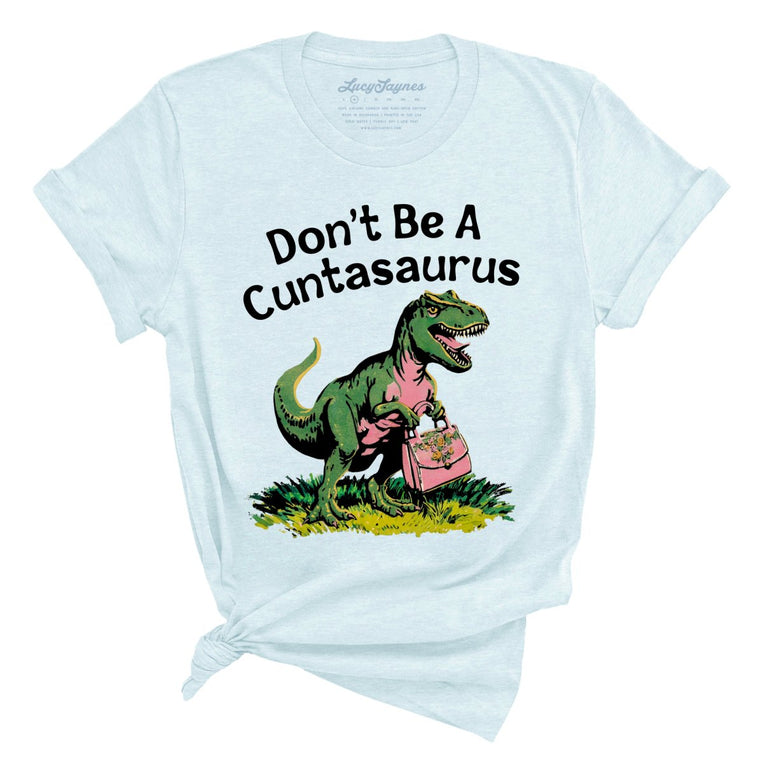 Don't Be A Cuntasaurus Graphic Tee - Heather Ice Blue