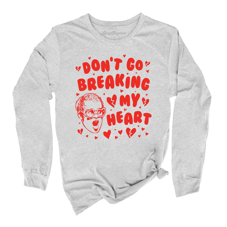 Don't Go Breaking My Heart Graphic Long Sleeve Tee - Athletic Heather