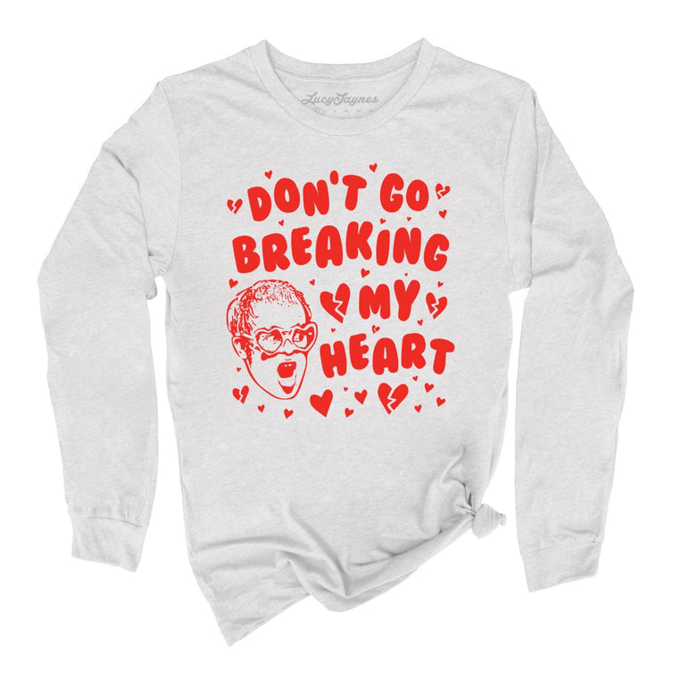 Don't Go Breaking My Heart Graphic Long Sleeve Tee - Ash