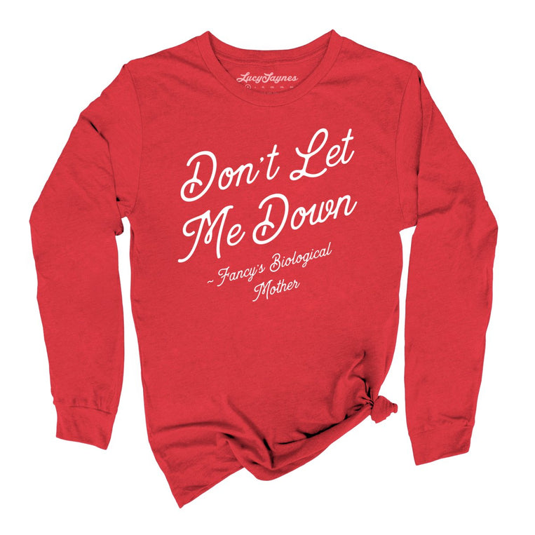 Don't Let Me Down Graphic Long Sleeve Tee - Red