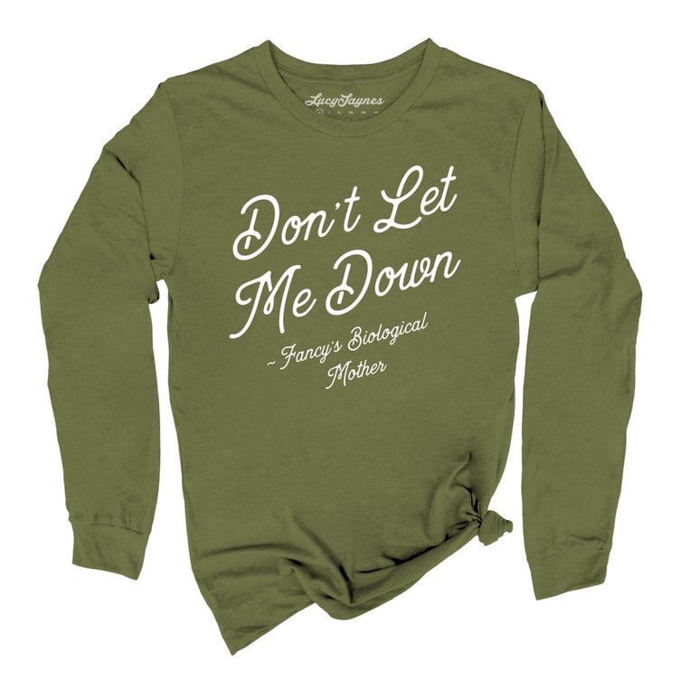 Don't Let Me Down Graphic Long Sleeve Tee - Olive