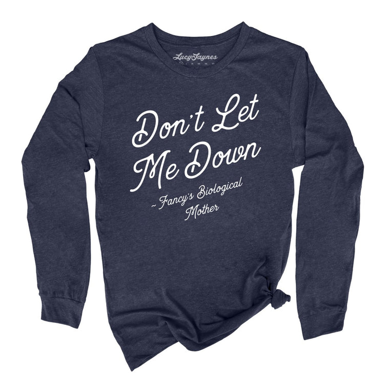 Don't Let Me Down Graphic Long Sleeve Tee - Heather Navy
