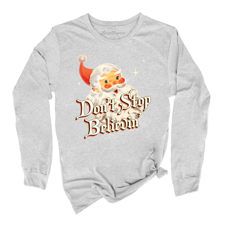 Don't Stop Believin' Graphic Long Sleeve Tee - Athletic Heather