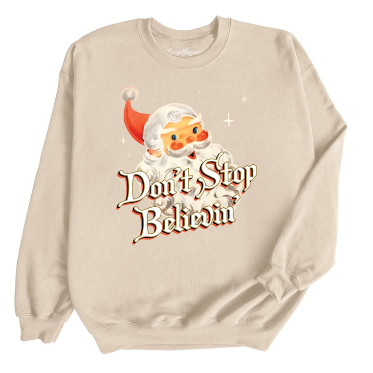 Don't Stop Believin' Graphic Sweatshirt - Sand