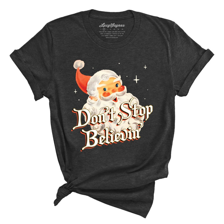 Don't Stop Believin' Graphic Tee - Dark Grey Heather