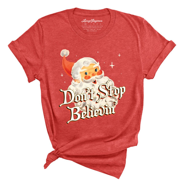 Don't Stop Believin' Graphic Tee - Heather Red