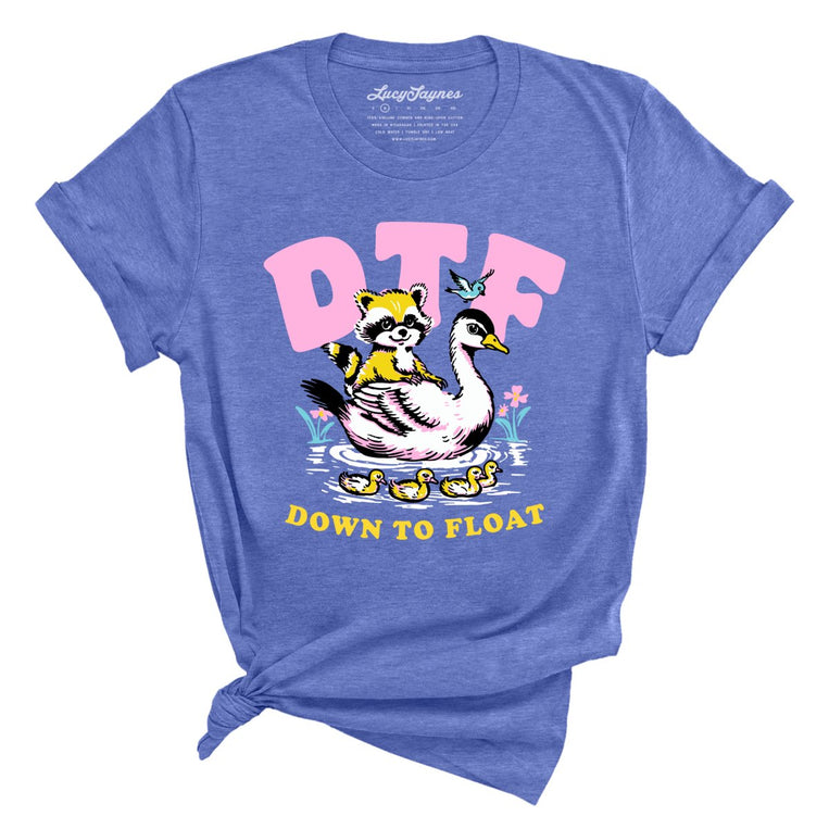 Down To Float Graphic Tee - Heather Columbia Blue