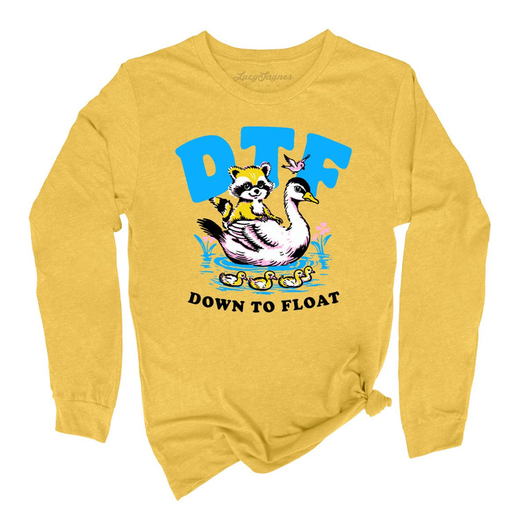 Down To Float Graphic Long Sleeve Tee - Heather Yellow Gold