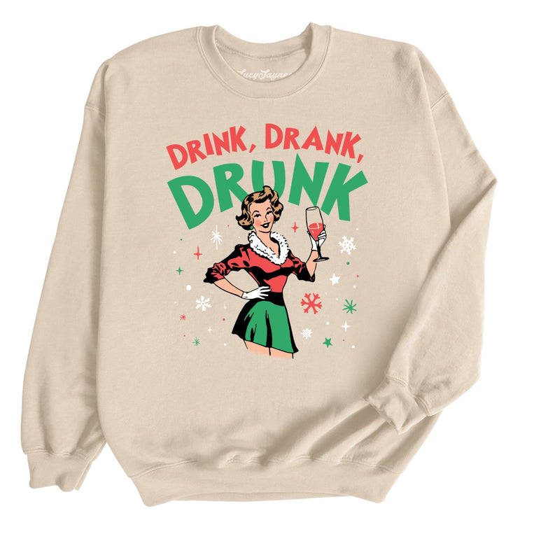Drink Drank Drunk Graphic Sweatshirt - Sand