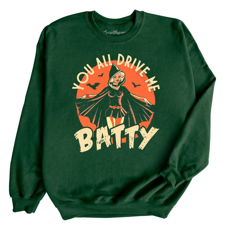 Drive Me Batty Graphic Sweatshirt - Forest