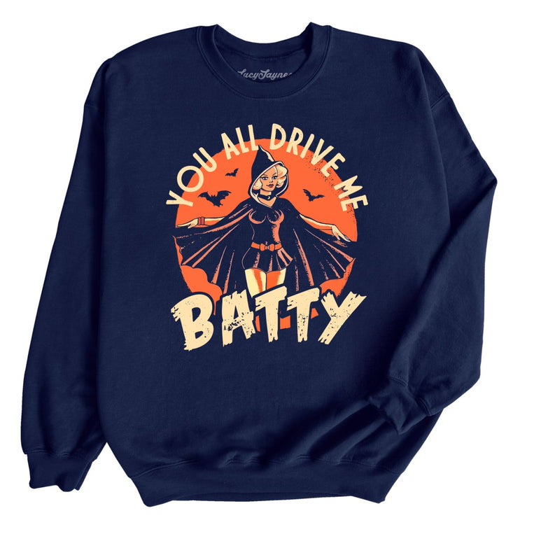 Drive Me Batty Graphic Sweatshirt - Navy