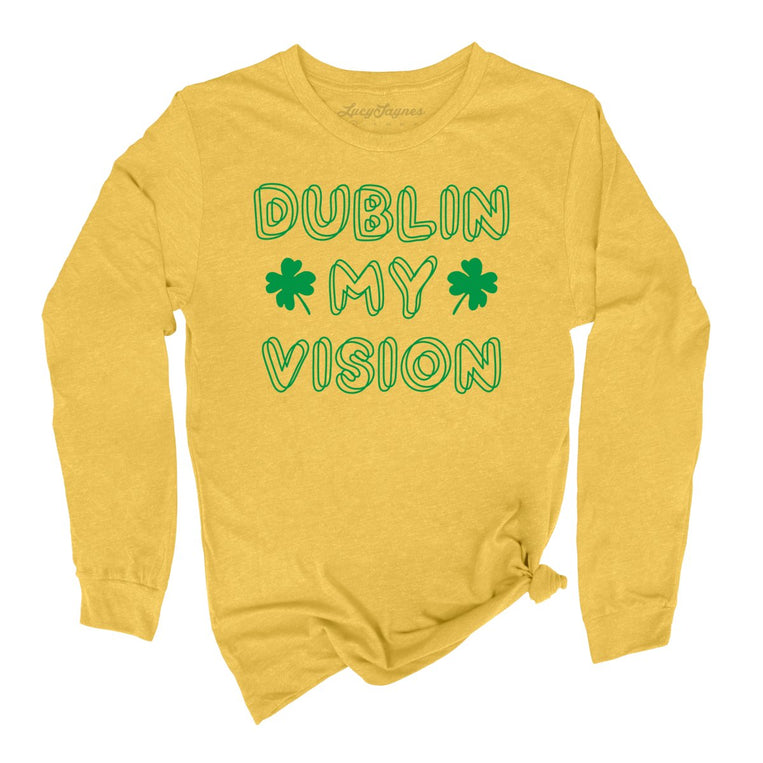 Dublin My Vision Graphic Long Sleeve Tee - Heather Yellow Gold
