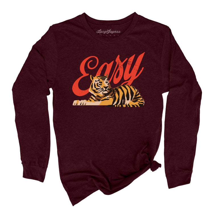 Easy Tiger Graphic Long Sleeve Tee - Heather Cardinal