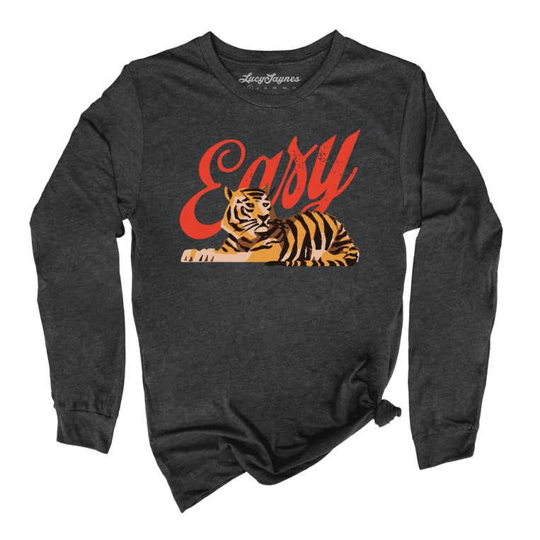 Easy Tiger Graphic Long Sleeve Tee - Dark Grey Heather