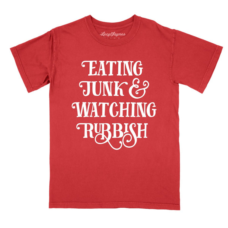 Eating Junk And Watching Rubbish Comfort Colors Graphic Tee - Red