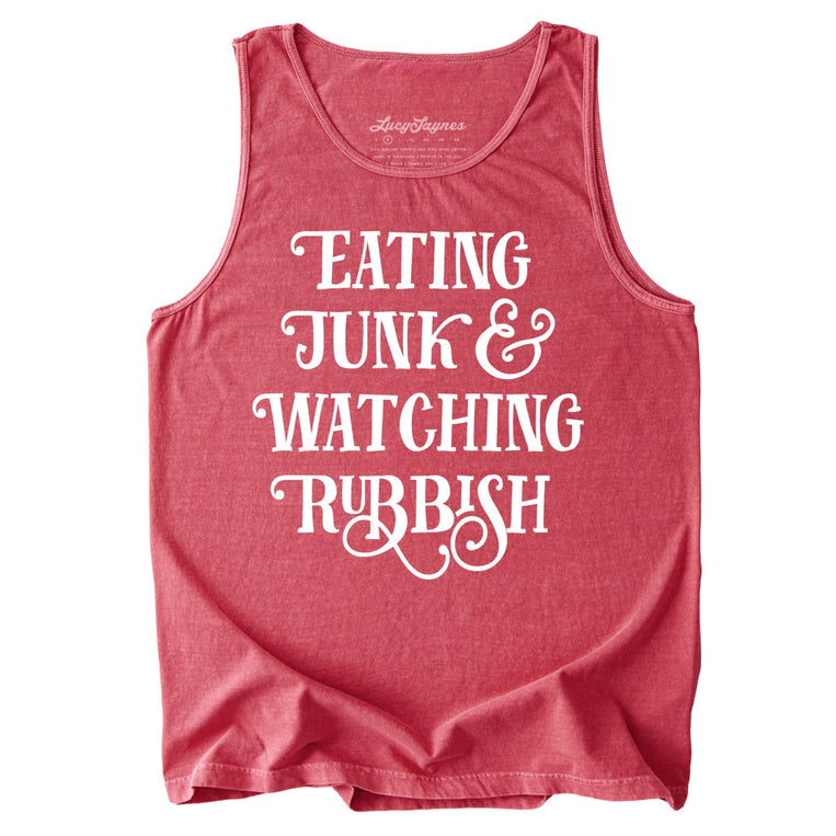 Eating Junk And Watching Rubbish Comfort Colors Graphic Tank Top