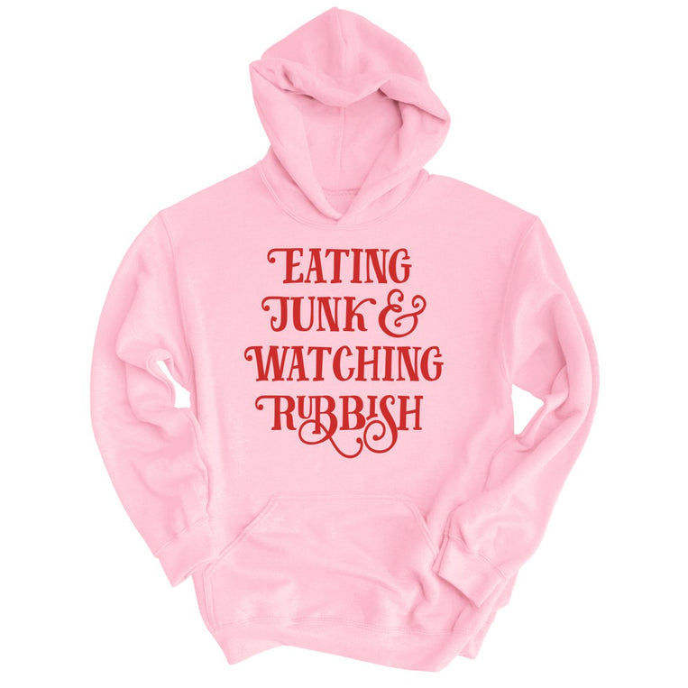 Eating Junk And Watching Rubbish Graphic Hoodie - Light Pink