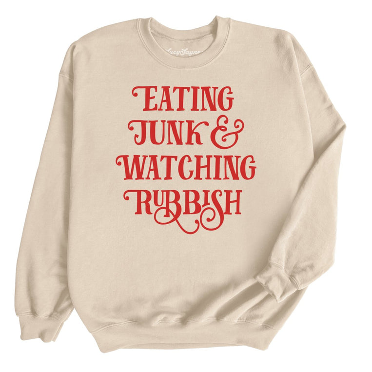 Eating Junk And Watching Rubbish Graphic Sweatshirt - Sand