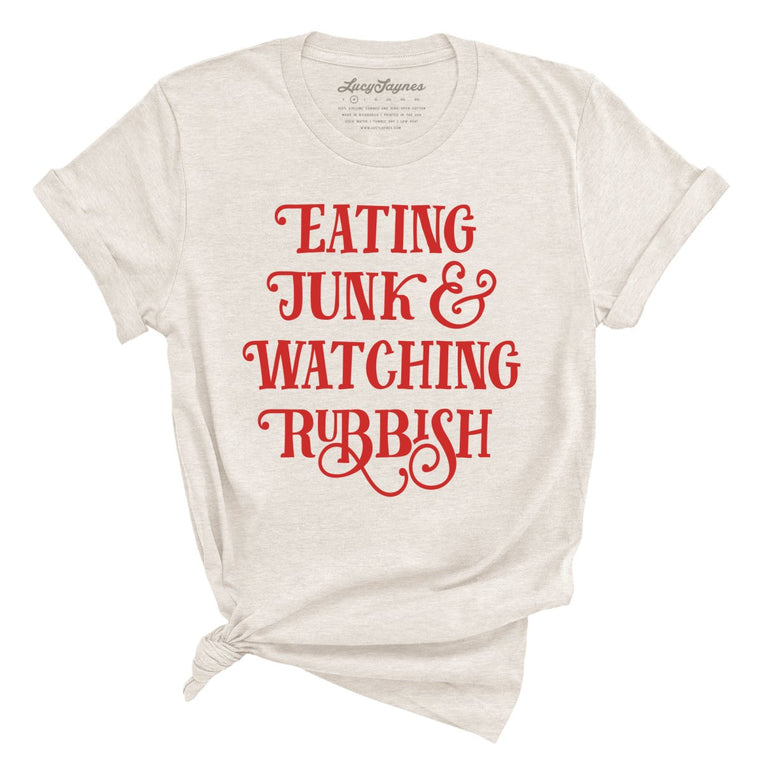 Eating Junk And Watching Rubbish Graphic Tee - Heather Dust